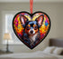 Chihuahua Black Stained Glass Effect Heart Suncatcher